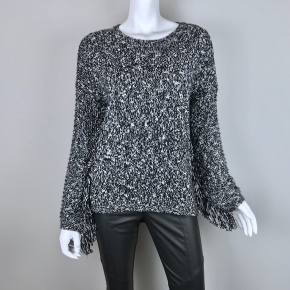 {Michael Stars} Fringe-Sleeve Wool-Blend Pullover - Picture 4 of 8
